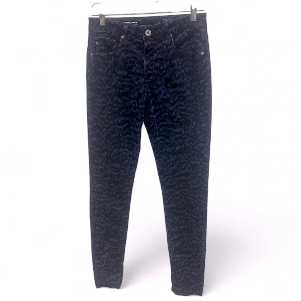 AG Farrah Skinny Ankle Corduroy Stretch Jeans with Animal Print Size 27